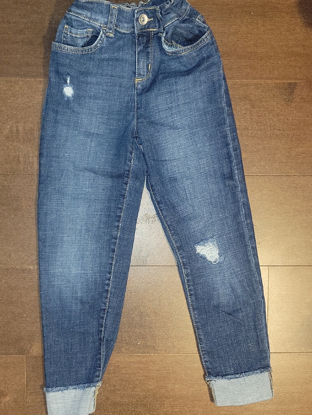 Place Girl's Dark Blue Distressed Boyfriend Jeans